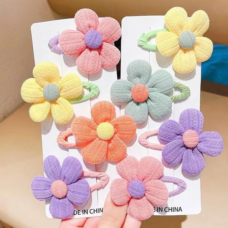 เซ็ตตกแต่งผม 2 ชิ้น ลายดอกไม้ มีสีสันสวยงาม สำหรับเด็กผู้หญิง