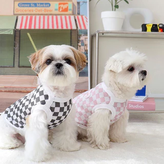 เสื้อกั๊กสุนัขแขนกุดลายทางใหม่สําหรับเท็ดดี้บิชอนสุนัขขนาดเล็กและขนาดกลางเสื้อผ้าสองขาสําหรับแมวเสื้อผ้าสัตว์เลี้ยงยืดหยุ่นบาง