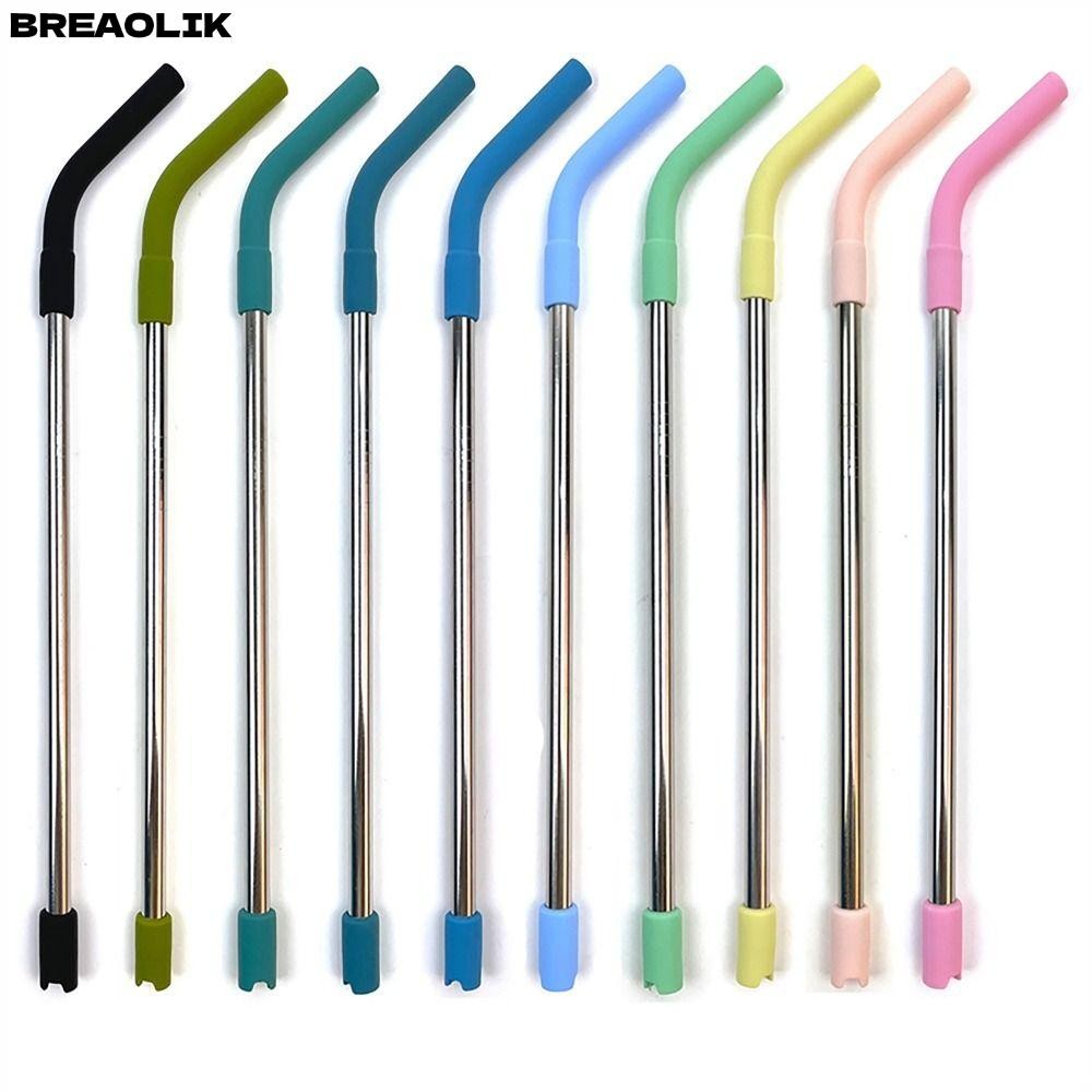 BREAOLIC หลอดโค้งตรง,พร้อมเคล็ดลับซิลิโคนทนต่ออุณหภูมิสูงหลอดดื่ม,แบบพกพาสแตนเลสขวดอุปกรณ์ Drinkware สําหรับขวด