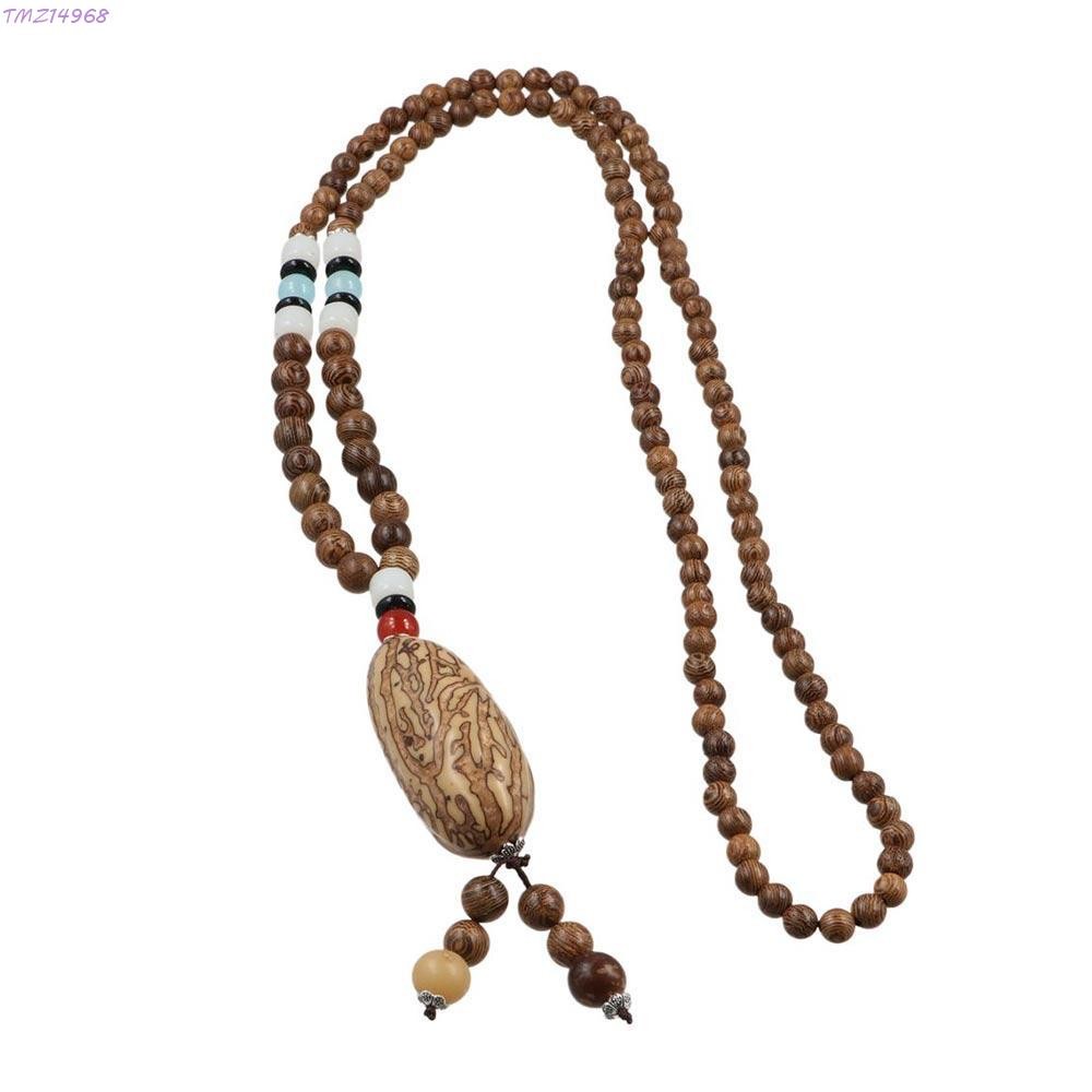 สร้อยคอนำเข้า TMZ14968 ออกแบบวินเทจ-boho ตกแต่งด้วยโซ่และลูกปัดไม้