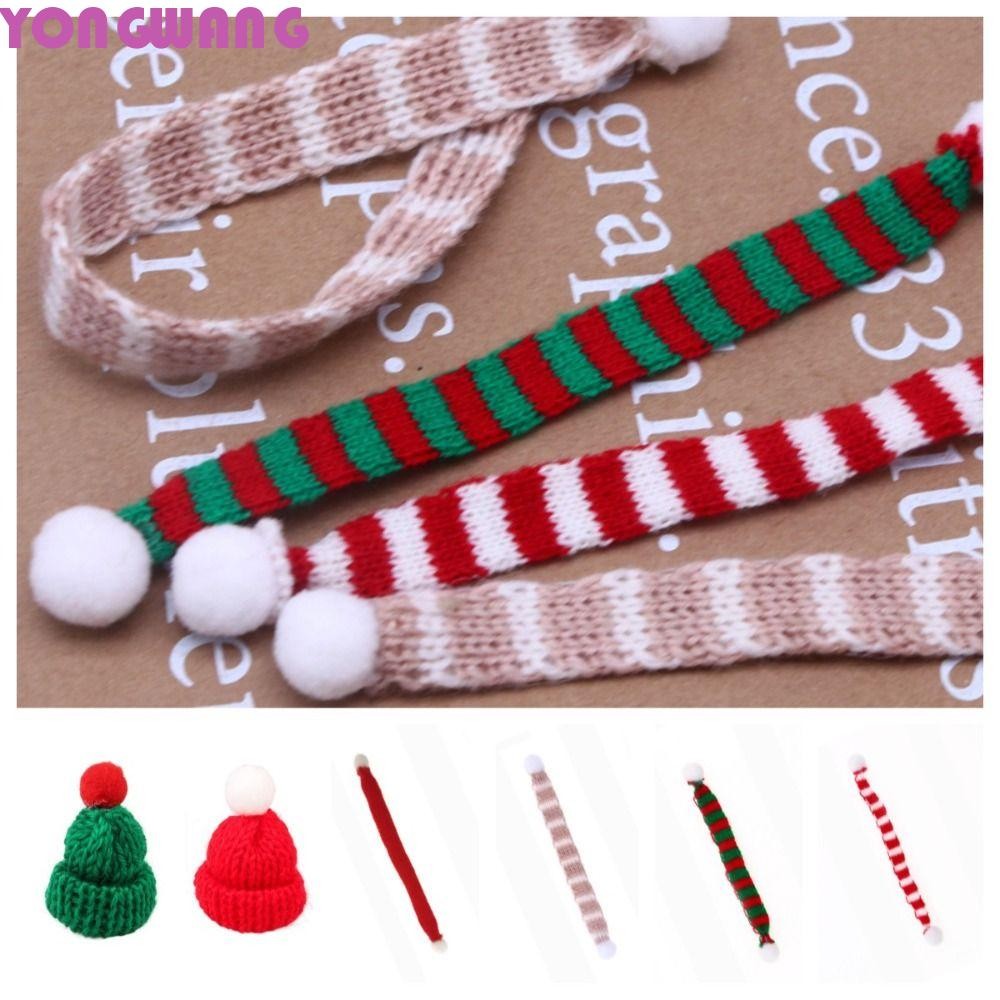 YONGWANG66HR 1:12 ตุ๊กตาเสื้อผ้า,ผ้าพันคอคอนุ่มคริสต์มาสตุ๊กตาผ้าพันคอ,หมวกน่ารักจําลองแกล้งทําเป็นเ
