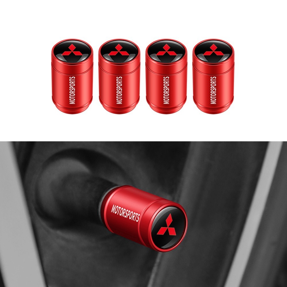 4 ชิ้น Universal รถยางวาล์ว Stem Caps Air Cover Fit Mitsubishi Xpander Montero Pajero อุปกรณ์เสริม (สีแดง)