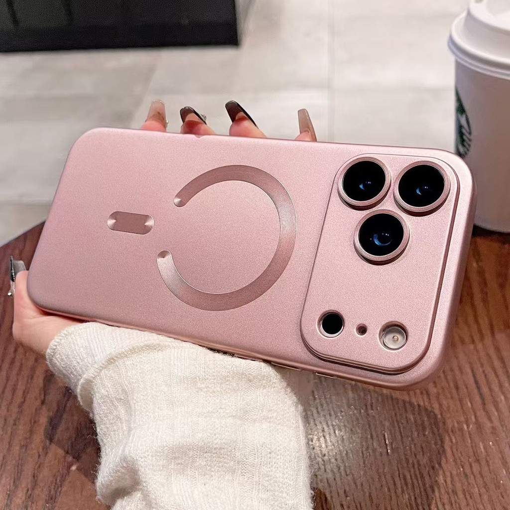 หรูหราซิลิโคนเหลวนุ่มกรณีปุ่มกล้องแม่เหล็กเคสโทรศัพท์สําหรับiPhone 14 15 16 17 Pro Max 16 Plus 17 Pro 17 Airรอบวงเล็บเต็มกันกระแทก