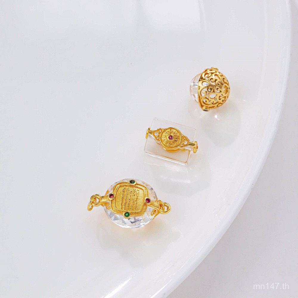 อุปกรณ์ชุบทอง คริสตัลสีทองแดงขาว ประดับลูกปัด ขนาด 18 สแควร์ สำหรับจี้สร้อยคอมากับสร้อยข้อมือ KGS