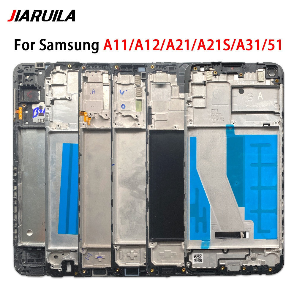 สําหรับ Samsung Galaxy A11 A12 A21 A21S A31 A51 LCD กรอบด้านหน้า Bezel แชสซีแผ่นแผงอะไหล่