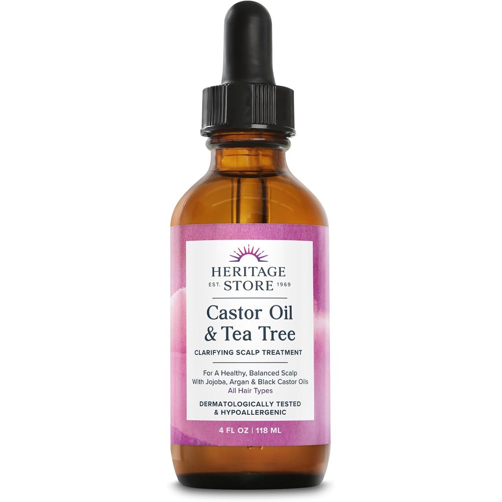 HERITAGE STORE, Castor Oil และ Tea Tree Oil Purifying Scalp Care-Hair and Scalp Oil-Containing Black