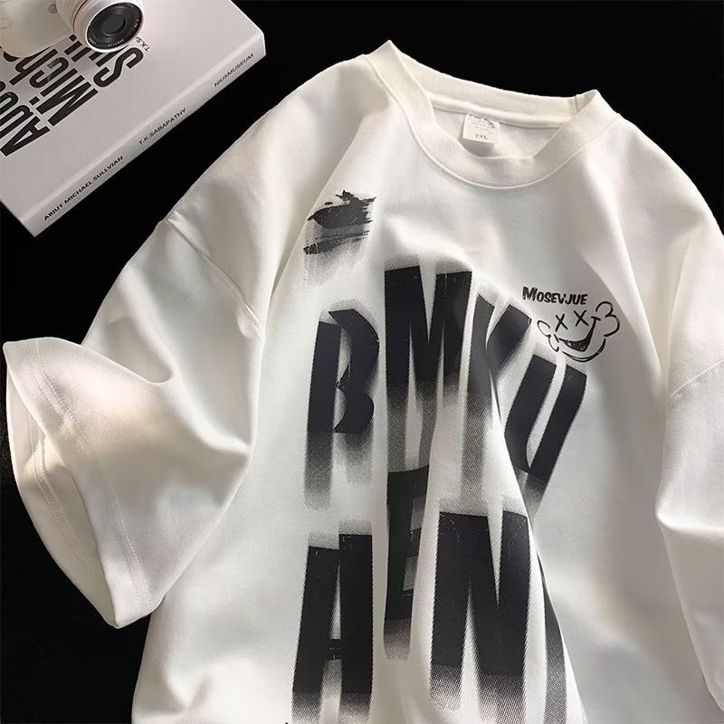 T Loose Fit Shirt2024Year2025 Short Sleeve2025Simple new Trendy Internet Celebrity Brand Printed Top