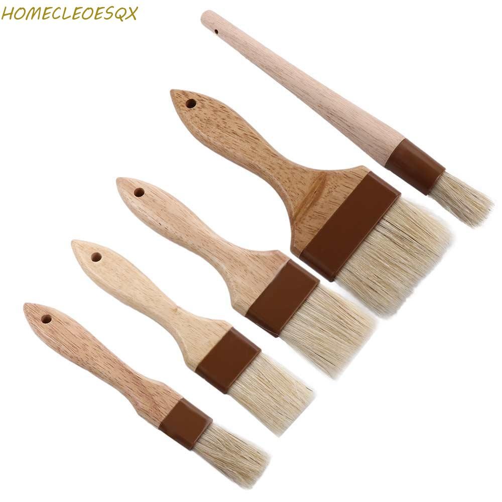HOMECLEEOESQX Pastry Brush ทําอาหารหมูป่าขนแปรงบาร์บีคิวด้ามไม้ซอสครัว Baster