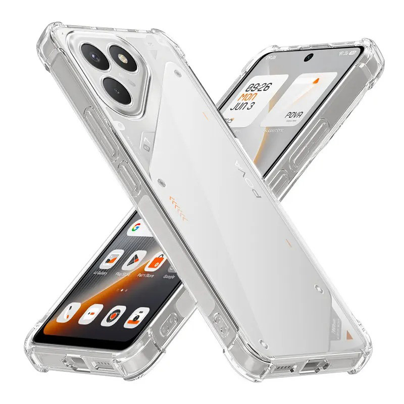 สําหรับ Tecno Pova 7 / 7 Pro / 7 Ultra 5G LJ9 LJ8 LJ7 LJ6 ล้างคริสตัลฝาครอบกันชน Slim Fit กันกระแทกกรณี TPU ยืดหยุ่น