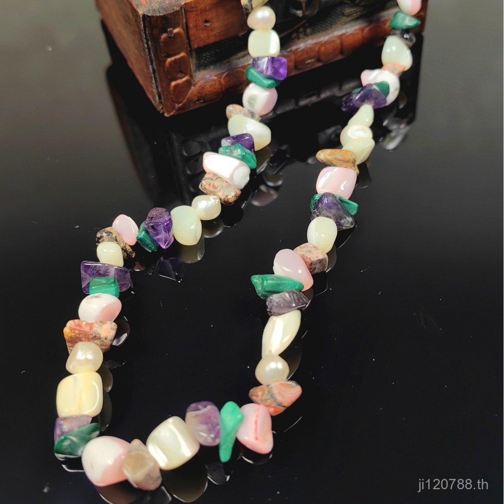 สร้อยคอมุกรูปคนต่างด้าว สไตล์วินเทจชิงเต่า เสื้อกันหนาวพร้อมโซ่แฮนด์เมด MTF