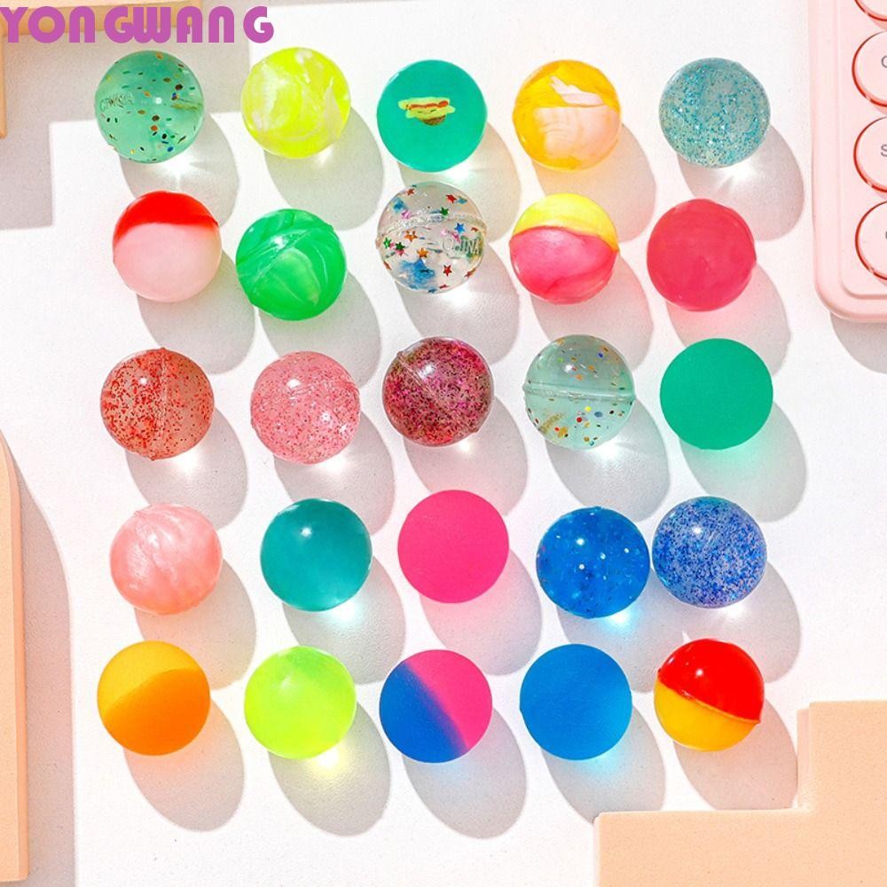 YONGWANG66HR สีสัน Bouncy Ball, Gradient สี Bouncing Shiny ยาง Ball, Mini Creative Glitter โปร่งใสเล