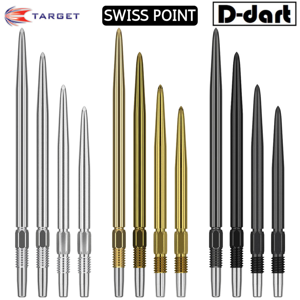 TARGET Dart Point - SWISS POINT BLACK/GOLD/SILVER REPLACEMENT STEEL DART POINT 3 ชิ้น/แพ็ค