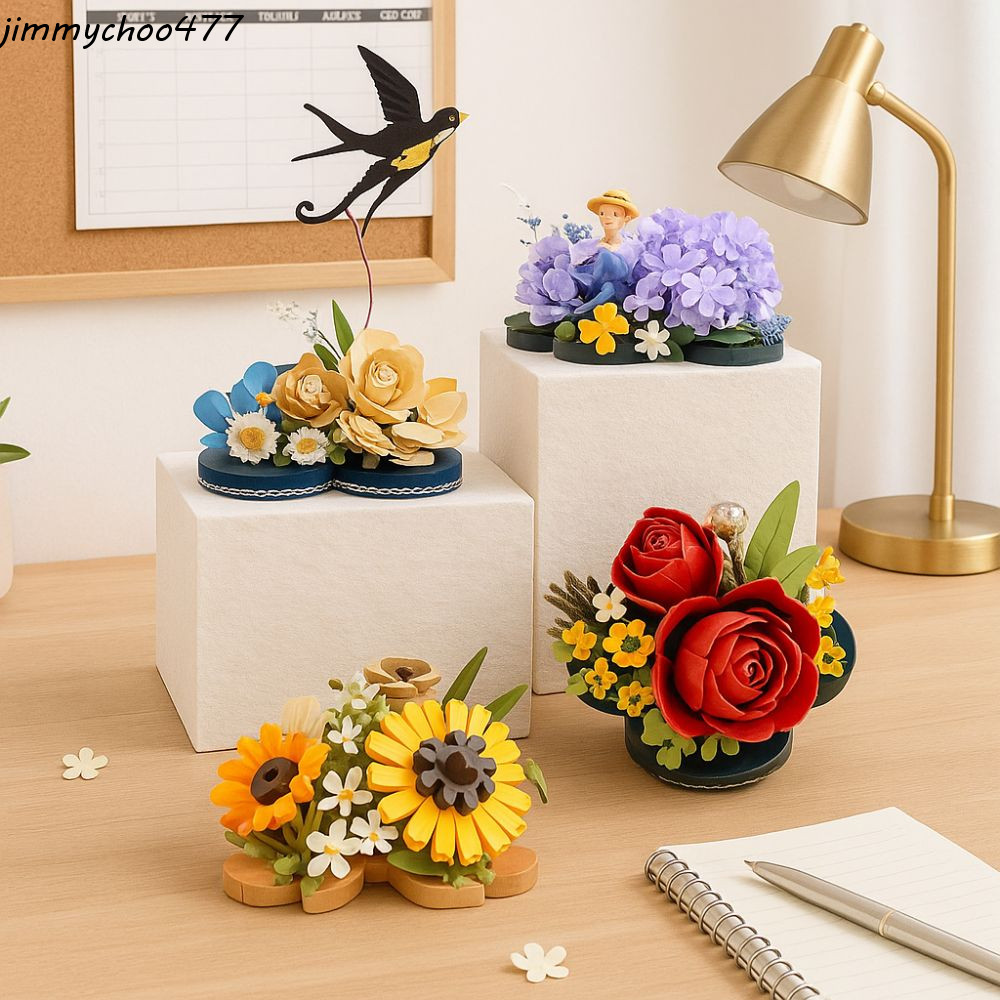 JIMMYCHOO Flower Bouquet Blocks Set, Mini 3D Flower Potted Construction, Intelligence Development Mi