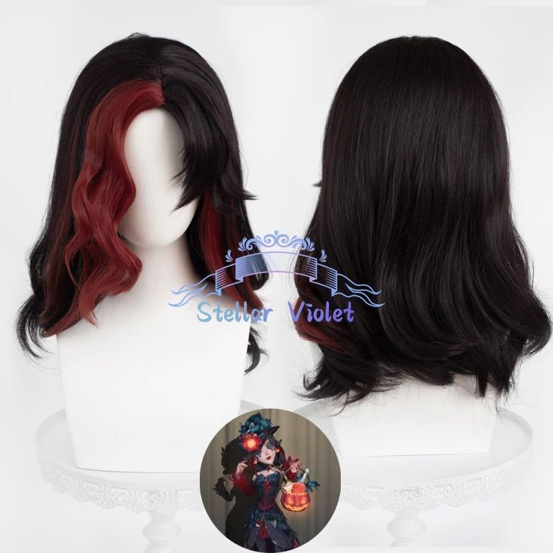 Barmaid Demi Bourbon วิกผมเกม Identity V คอสเพลย์วิกผมสังเคราะห์ผม Barmaid คอสเพลย์วิกผม 50 ซม.สีดํา