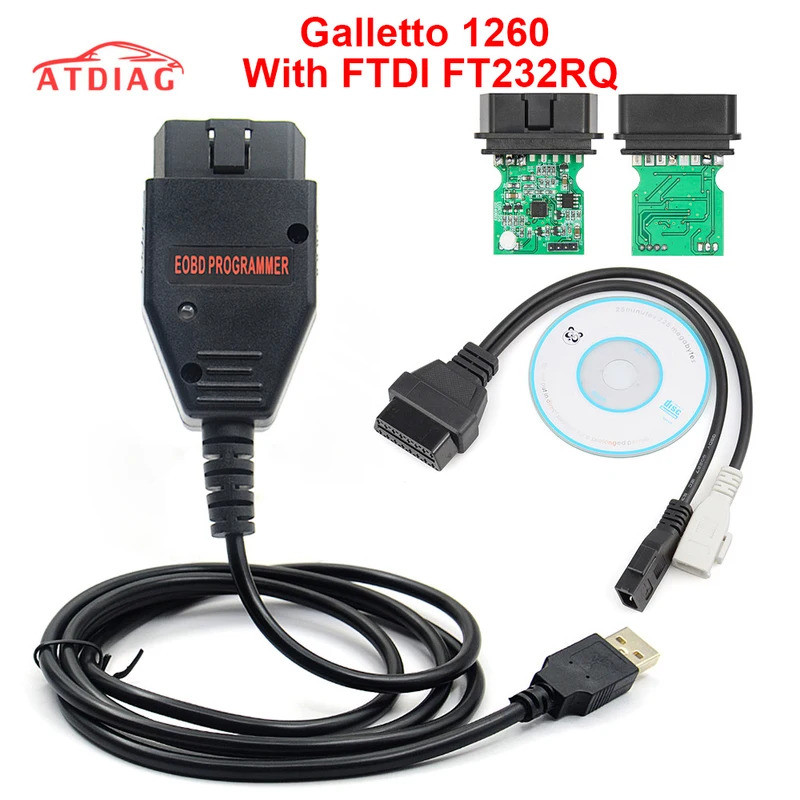 Galleto 1260 EOBD/OBD2/OBDII ECU Flasher 1260 ชิป ECU Tuning พร้อมชิป FTDI Galletto 1260 อินเทอร์เฟซ