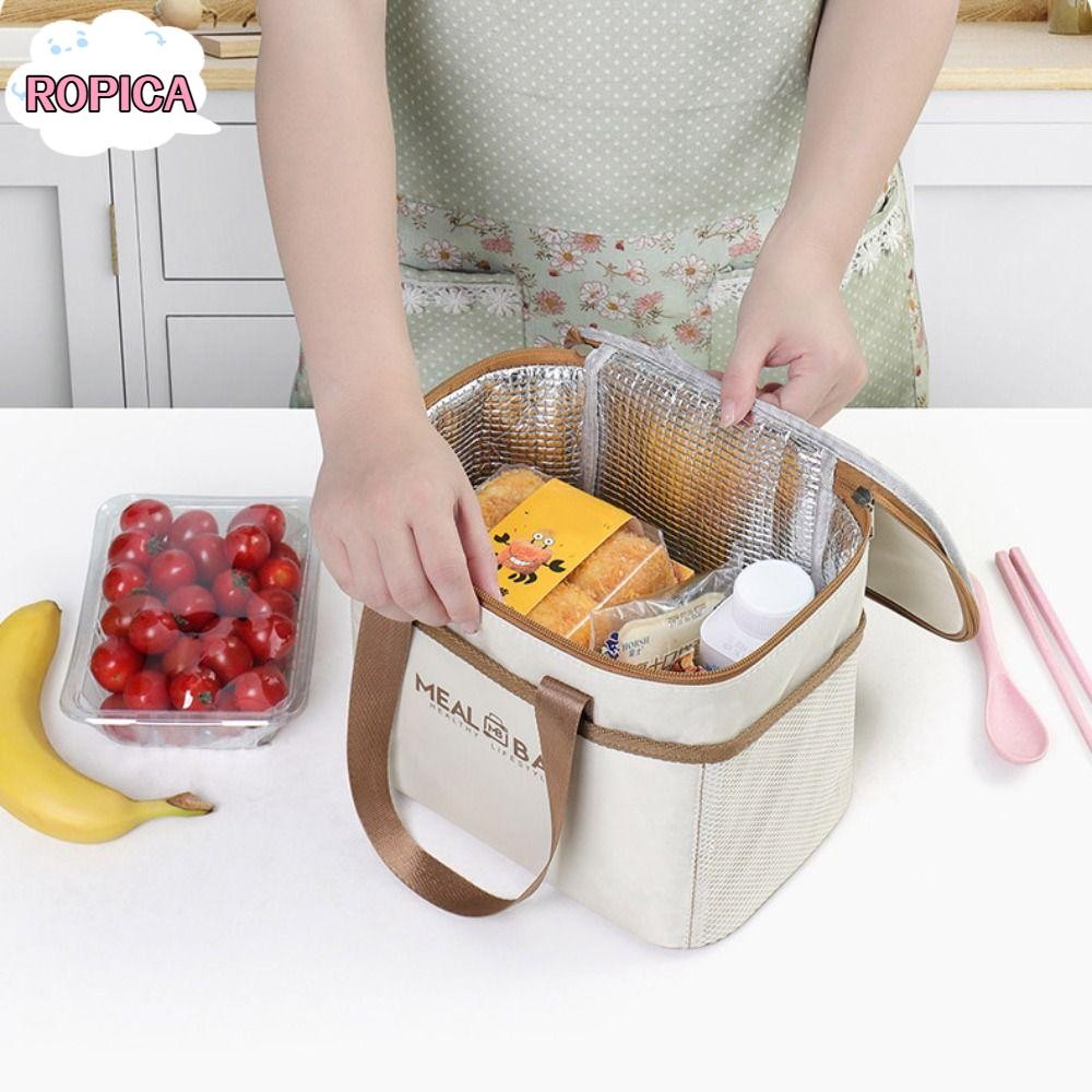 ร็อคปิกา ถุงเก็บกล่องอาหารกลางวันอลูมิเนียมฟอยล์ฉนวนอาหารความร้อนกระเป๋าแบบพกพากันน้ําความร้อนความจุขนาดใหญ่ฉนวนกันความร้อนกระเป๋าผู
