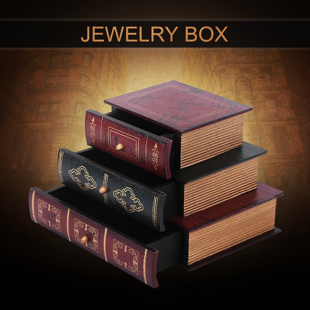 Xiyushop Jewlery Holder Organizer Fashion Book Shape Jewelry Storage Chest Box Case