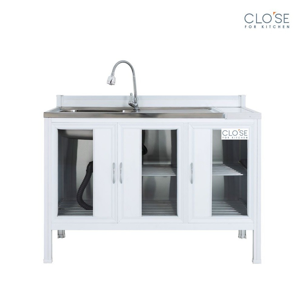 Ghouse Online CLOSE เคาน์เตอร์โครงอลูมิเนียม ท๊อปซิงค์ SHIRO-120 ขนาด 120 x 53 x 90 ซม. สีขาว สินค้า