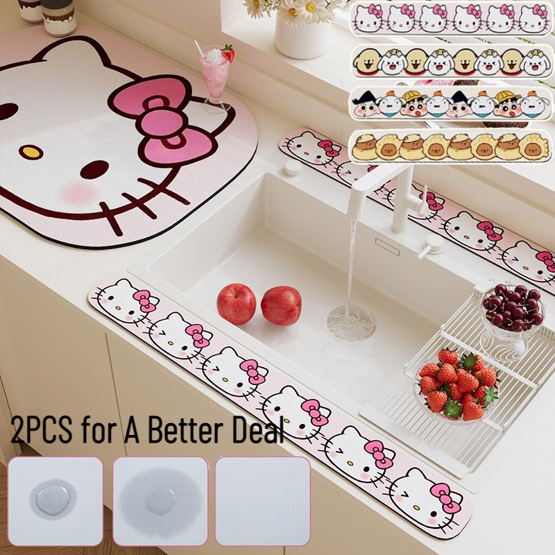 2ชิ้นระบายน้ําเสื่อครัวล้างจานอ่างล้างจานสาดยามน้ํากันชน