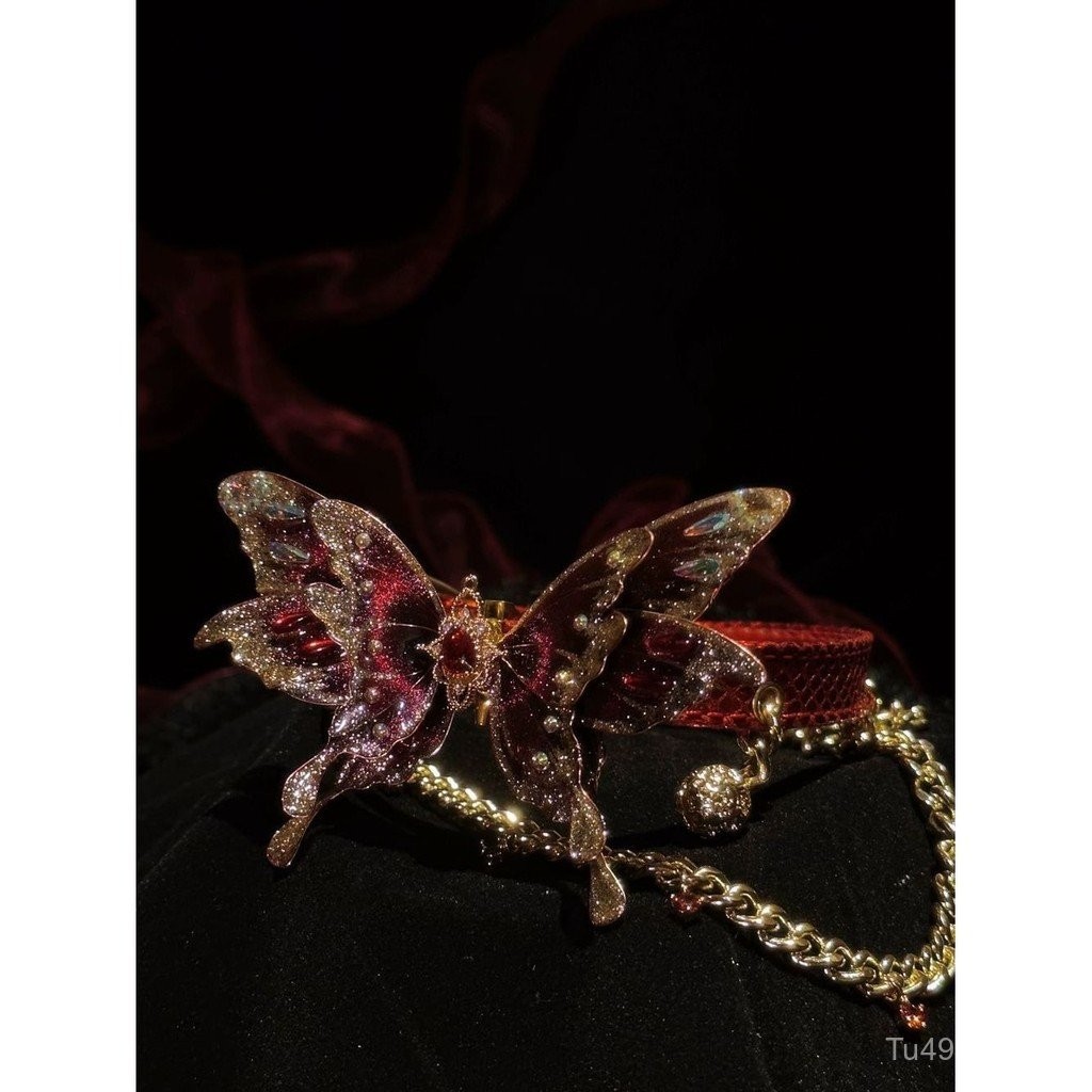 สร้อยคอนามธรรมสไตล์ผีเสื้อ ทำจากหนัง ออกแบบโดยความร่วมมือ พิเศษสำหรับสตรี L62K