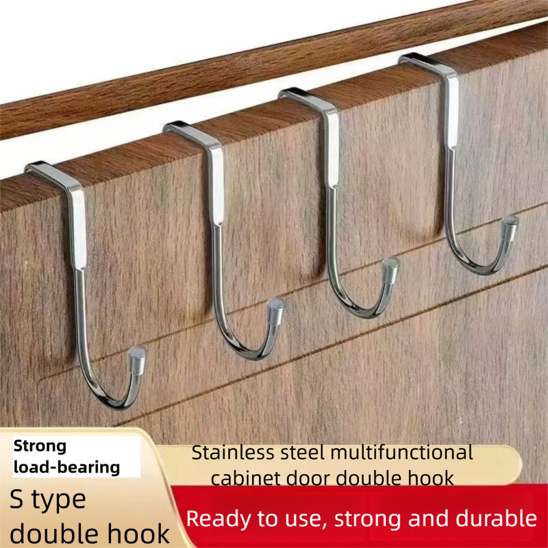 304 สแตนเลสประตูด้านหลัง Hook Double S-Shaped การเจาะ-ฟรีออกแบบห้องครัวห้องน้ํามัลติฟังก์ชั่นเก็บ Rust-Proof ทนทาน