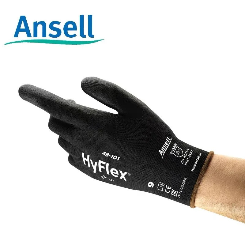 Ansell HyFlex 48-101 (12 คู่) Sensilite® ไนลอน ปู่ เคลือบปาล์มทนน้ํามันและทนต่อการสึกหรอการทํางานที่