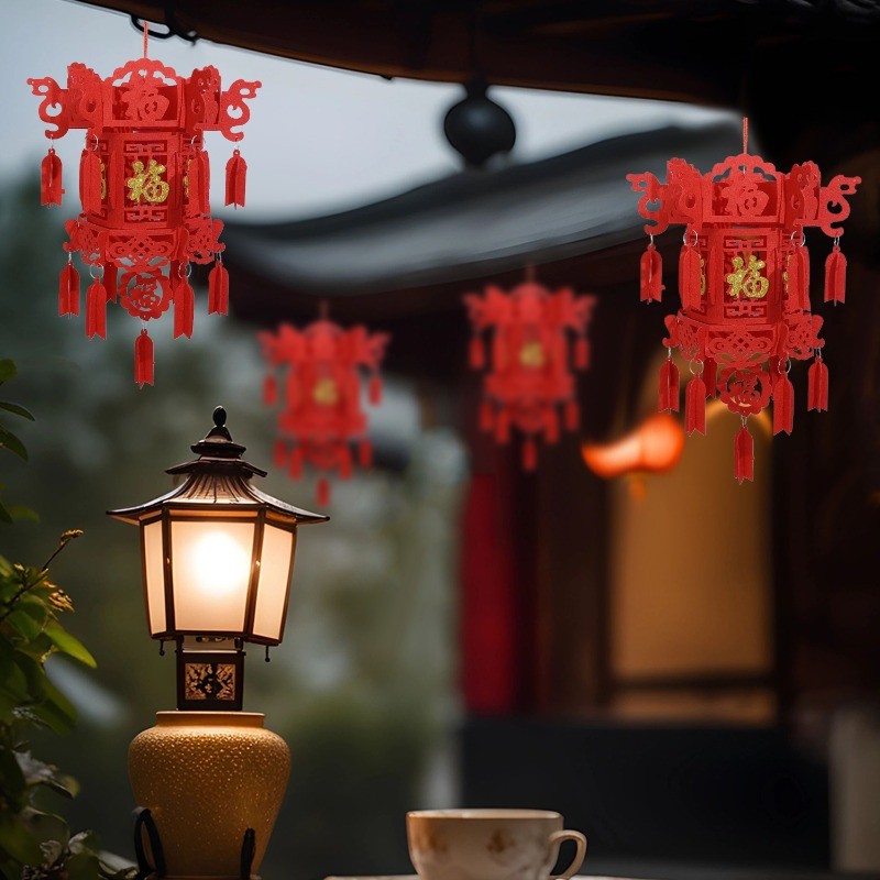 จี้โคมไฟตัวละคร Lucky Fu สีแดง สำหรับงานDIYและอุปกรณ์ตกแต่งปีใหม่ - รูปที่ 3