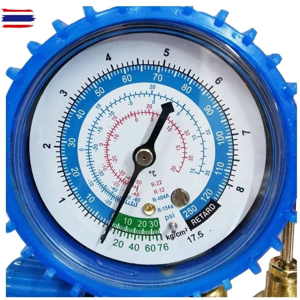 เกจ์วัดน้ำยาแอร์ +สาย 60 นิ้ว R134a,R12,R22,R404 No Coupler เกจเติมน้ำยาแอร์ เกจ์เติมน้ำยาแอร์ เกจ์ช
