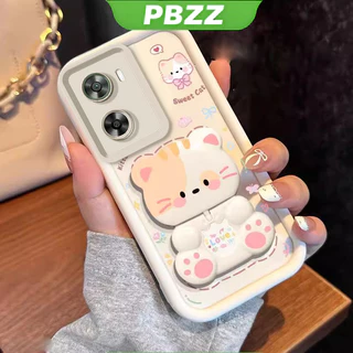 เคสสําหรับ OPPO a6x A6 PRO 4g A6t pro a6S A6C A6 5g เคสโทรศัพท์ Softcase ซิลิโคนกันกระแทกความงามดีไซน์ใหม่พร้อมที่วาง 360° กระจกแต่งหน้า แมวน่ารัก สําหรับเด็กผู้หญิง JTXMMZJ
