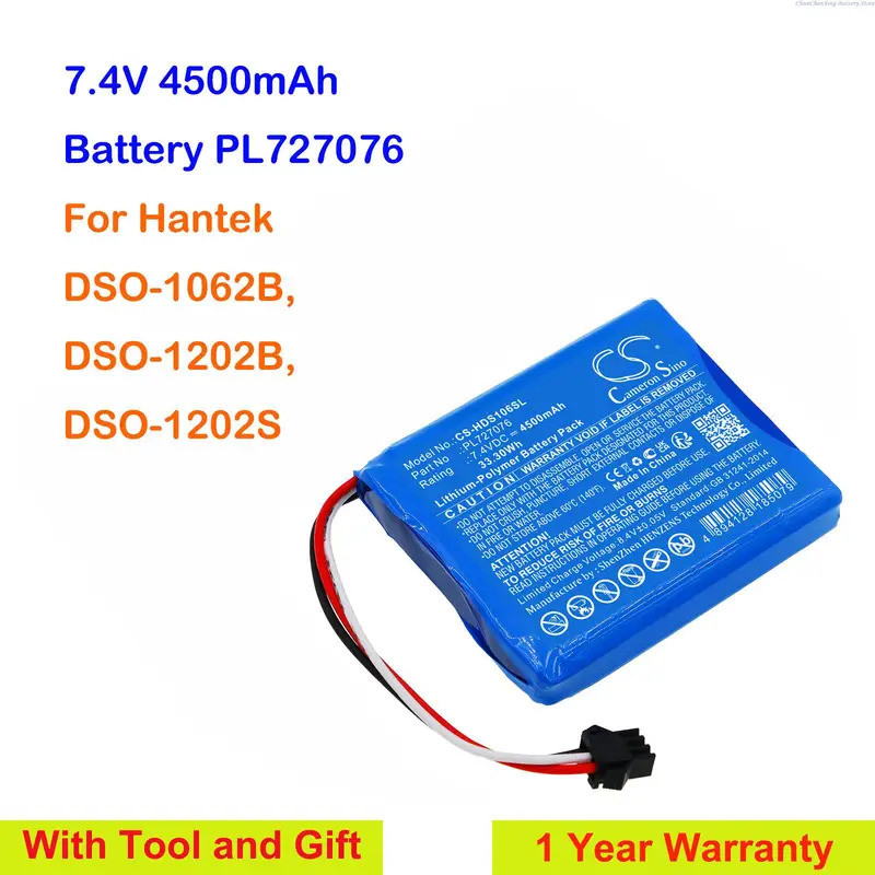แบตเตอรี่ Cameron Sino7.4V 4500mAh PL727076 สําหรับ Hantek DSO-1062B, DSO-1202B/1202S, DSO1062, BDSO