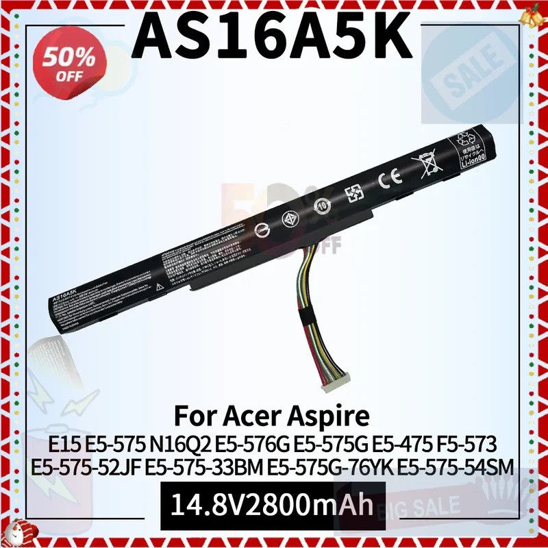 AS16A5K AS16A8K 4ICR19/66 แบตเตอรี่แล็ปท็อปสําหรับ Acer Aspire E15 E5-575 N16Q2 E5-576G E5-575G E5-4