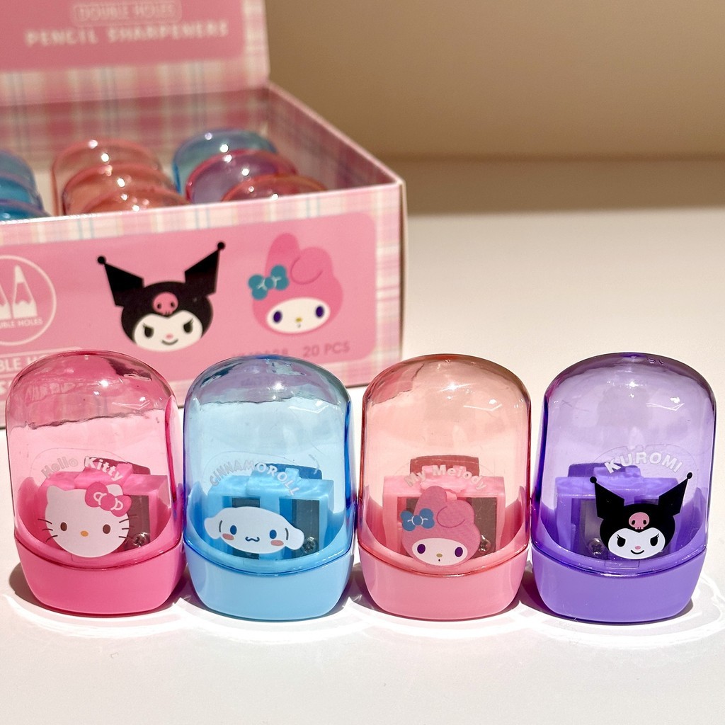 [พร้อมส่ง] กบเหลาดินสอ 2 ช่อง ลายการ์ตูนสุดคิ้วท์ มีฝาครอบกันเศษดินสอ อุปกรณ์เครื่องเขียนน่ารักสำหรับนักเรียน
