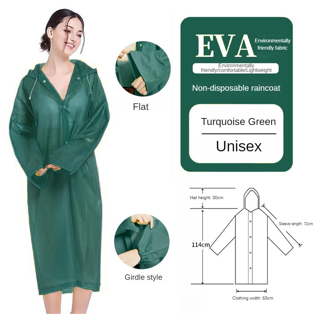 【COD】เสื้อกันฝน EVA ยาวถึงเข่าแบบสวยแฟชั่นน้ำหนักเบา100% น้ำหนักเบาพกพาได้