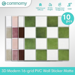 Commomy 3D Square Grid Matte Self-adhesive Wall Tiles Wallpaper Dapur anti air dan minyak 30x30cm