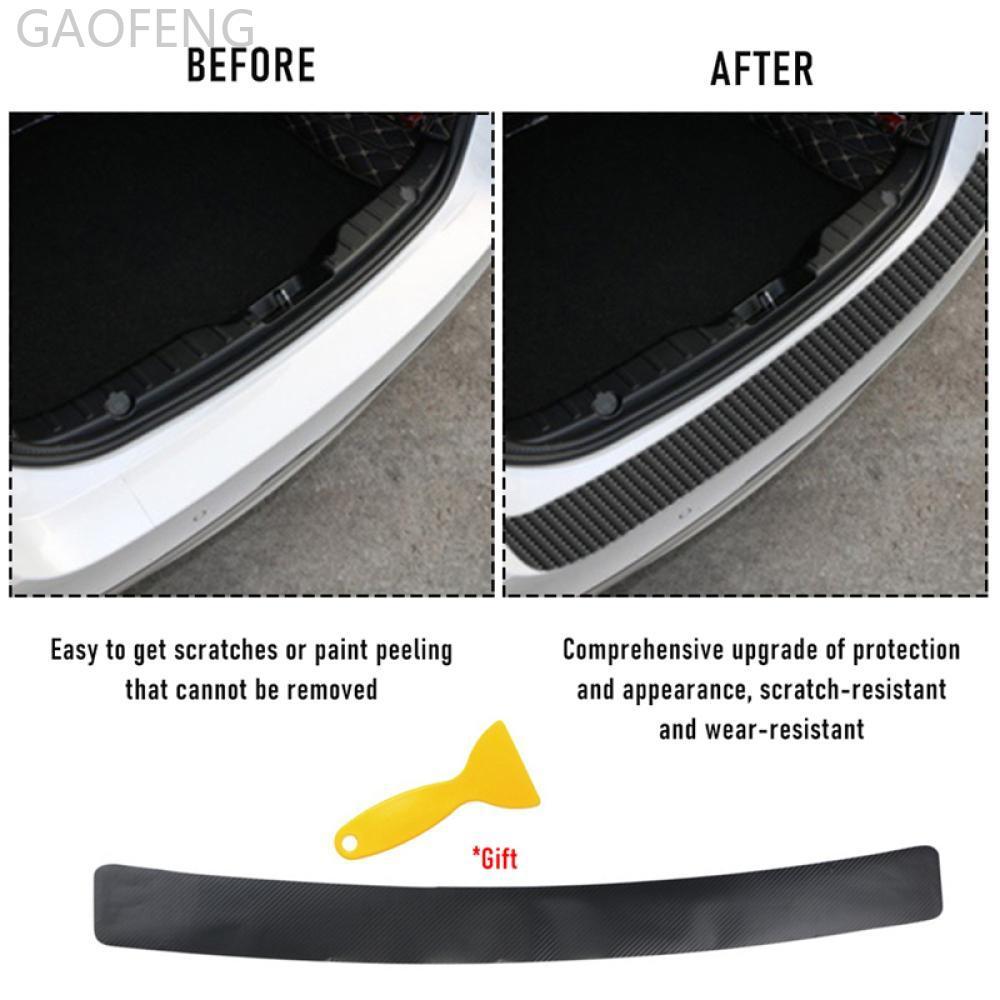 GAOFENG Universal 3D คาร์บอนไฟเบอร์รถด้านหลัง Trunk Guard แผ่นสติกเกอร์ด้านหลังกันชน Trim Anti-Kicke