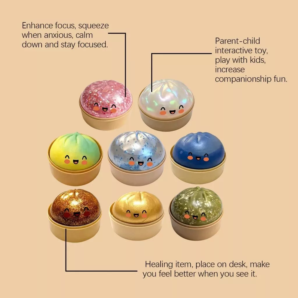 2026 Glitter Dumpling Squishy ของเล่นบีบบัวนุ่ม thumbnail 5