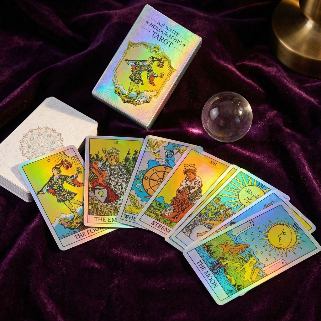 Tarot Tarot Party Flash Card Gift Card Full Card rider Laser Silver เวอร์ชันภาษาอังกฤษ Casual CWSK