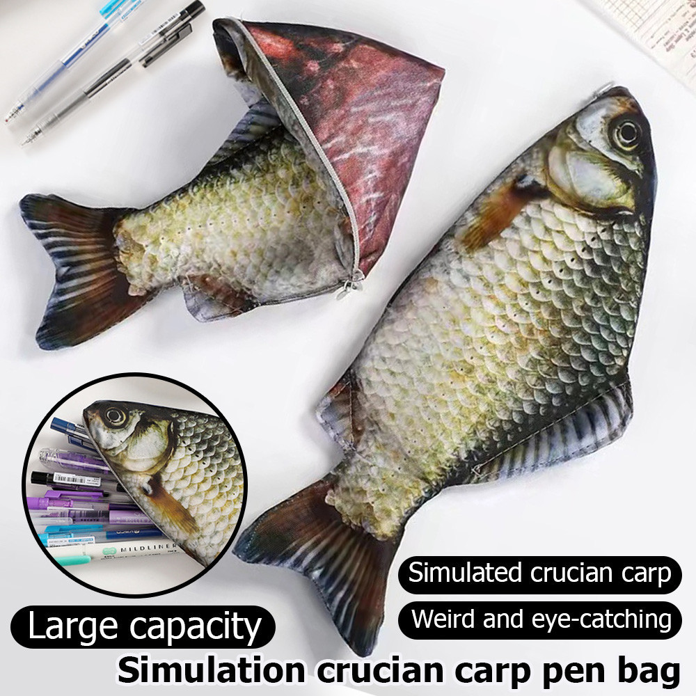 Crucian Carp Salted Fish Pencil Case Design Funny School Stationery Pouch Unique