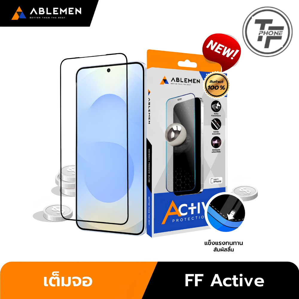 Ablemen FF Active ฟิล์มกระจกใสชนิดเต็มจอ For Samsung S25 Ultra / S25+ / S25 / S24 Ultra / S24+ / S24