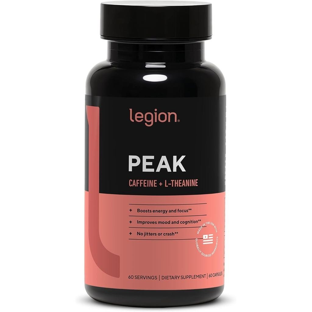 LEGION Peak Caffeine และ L Theanine Pills - 200 mg Natural and Organic L Theanine Caffeine อาหารเสริ