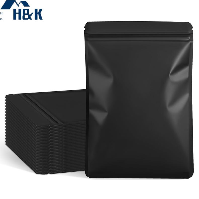 [H&K] 100 Pa Bla Resealable Paaging for Small Business Double-Sided Mylar Bags Smell Proof Bags for 