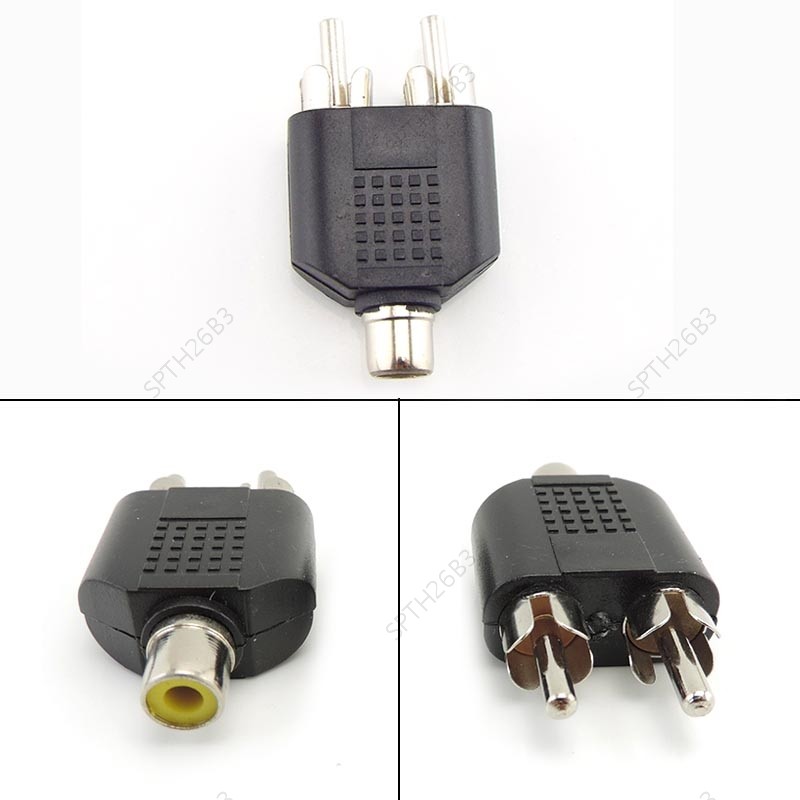 2 RCA Y Splitter connector AV Audio Video Plug สายแปลงชายหญิงปลั๊ก 2 in 1 อะแดปเตอร์ TH26B3