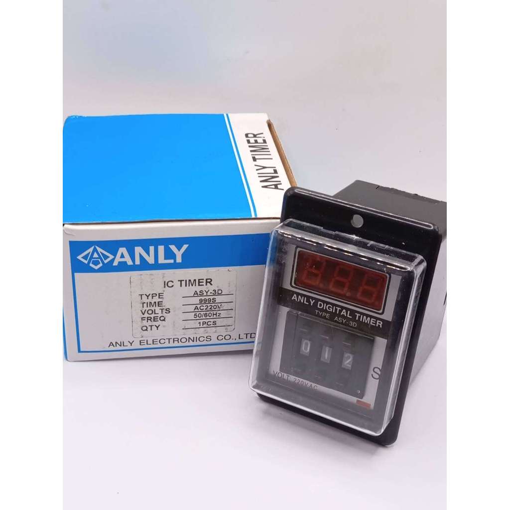 ส่งไวมาก! ASY-3D AC 220โวลต์2NO +แถมซ๊อกเก็ต 2NC 999วินาที999SecหลักจอแสดงผลTimer R Elay