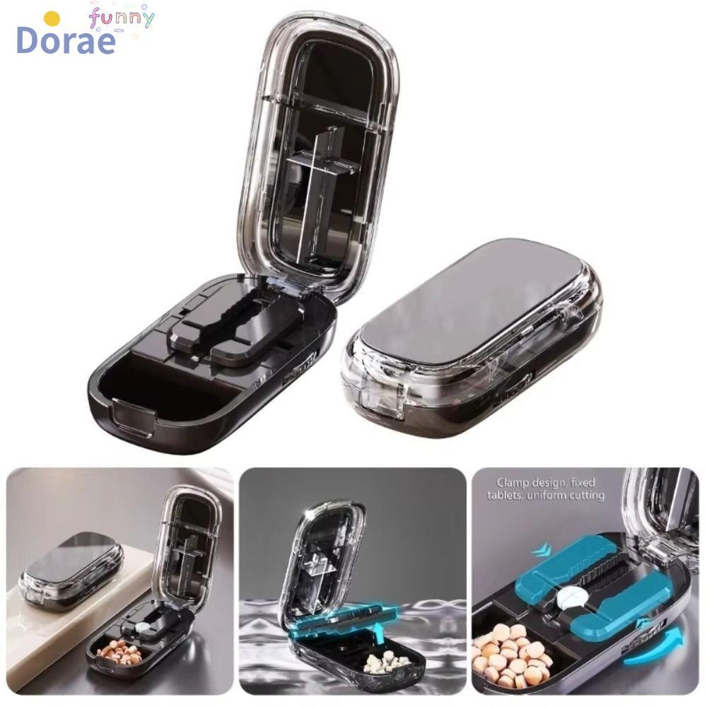 DORAESE Quartering Pill Cutter, Divider Organizer ยาแท็บเล็ตกล่องเก็บ,แบบพกพากันฝุ่น Crusher Pill Cu
