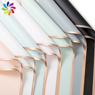 JWS 20PCS Flower Wrapping Paper Matte Jelly Gold Border Paper for Florist Handmade Gift Packaging