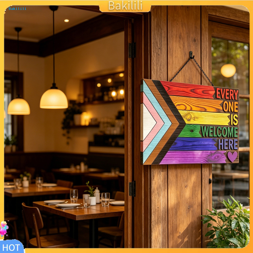 {Bakili} Lgbtq Pride ประตูตกแต่ง Rainbow Flag แขวนผนัง Lgbt Rainbow ยินดีต้อนรับป้ายประตูด้านหน้าตกแ