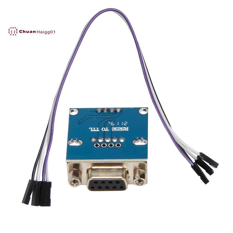 MAX3232 RS232 พอร์ตอนุกรมไปยังโมดูลแปลง TTL DB9 Connector W/ 4 สายกระโดด
