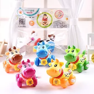[พร้อมส่ง]ตุ๊กตาการ์ตูนไขลาน การ์ตูนรูปวัว ของเล่นไขลาน หลากหลายสีสันสวยงาม ไม่ต้องใส่ถ่าน (สุ่มสี)