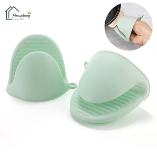 HOMEBERG 2 ชิ้น ที่จับหม้อซิลิโคนกันความร้อน ที่จับซิลิโคน กันความร้อน ซิลิโคนจับของร้อน ถุงมือ