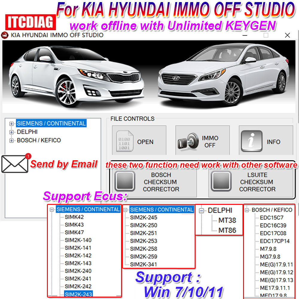 สําหรับซอฟต์แวร์ Keygen ไม่จํากัด KIA HYUNDAI IMMO OFF STUDIO